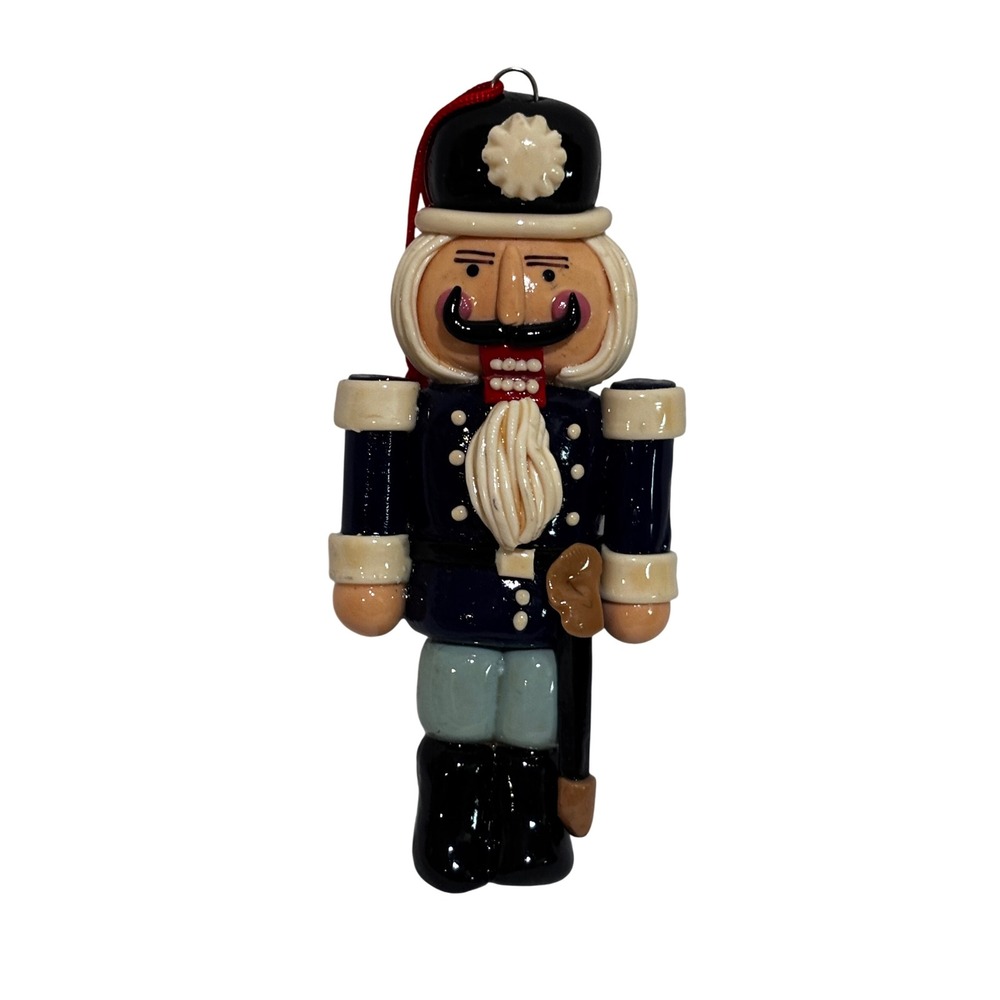Silvestri Handcrafted Clay Nutcracker Soldier Christmas Ornament Blue 4.5 Inch